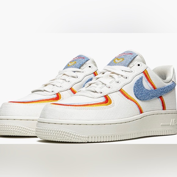 Nike Air Force 1 low top w embroidery and denim swoosh size 7 - Picture 15 of 15